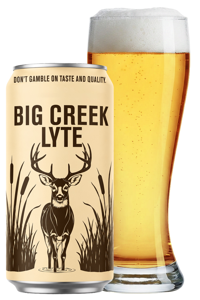 Big Creek Lyte American Lager can and pour
