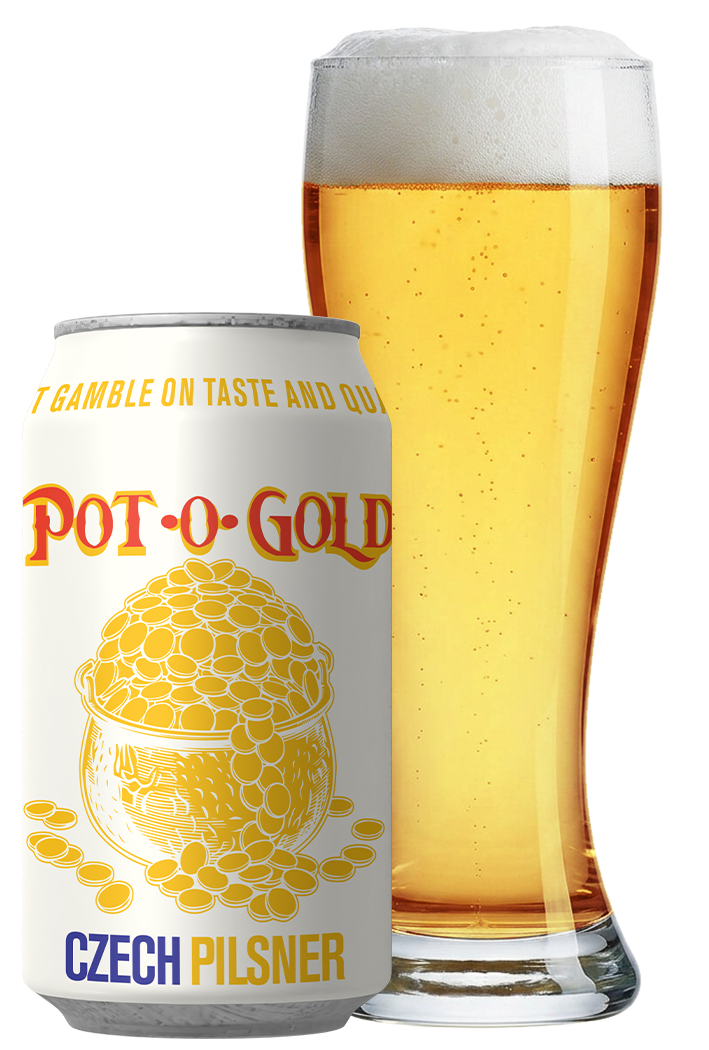 Pot O gold can and glass
