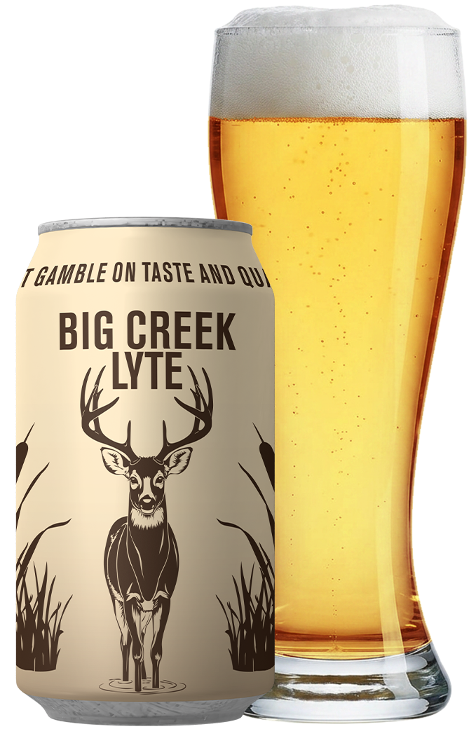 Big Creek Lyte American Lager can and pour