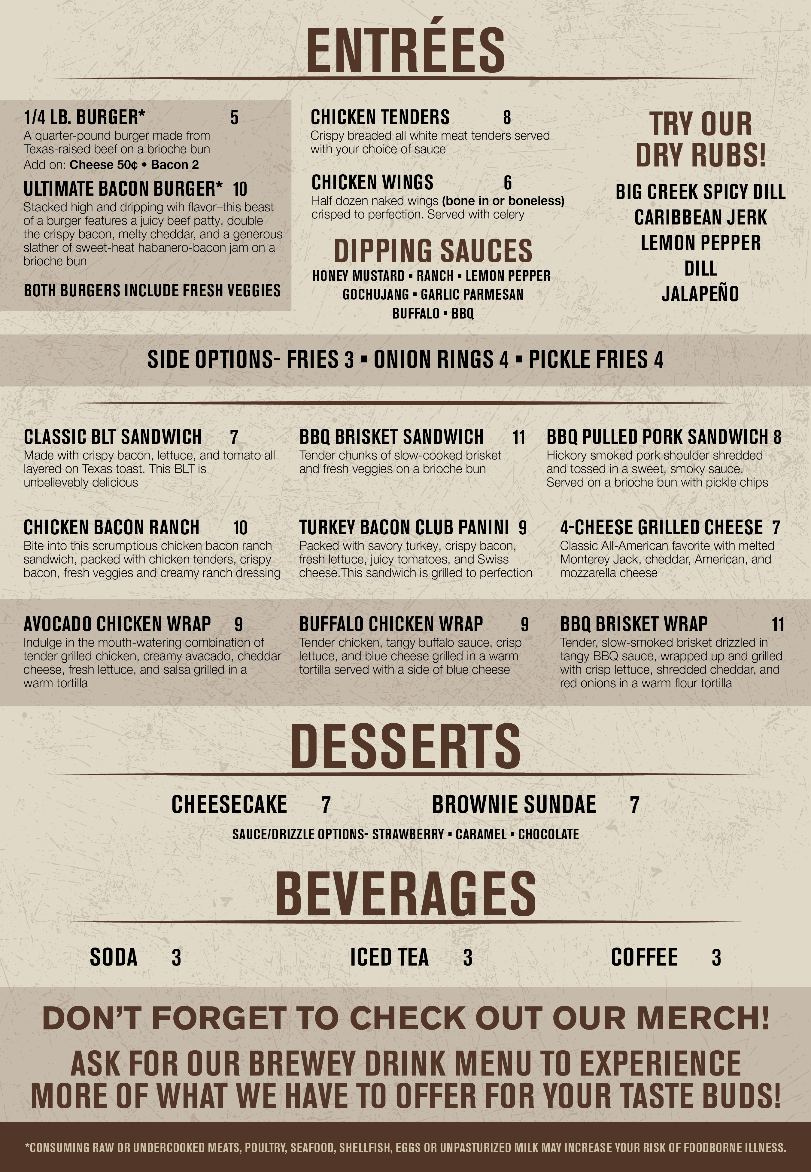 Big Creek Bar and Grille menu page two