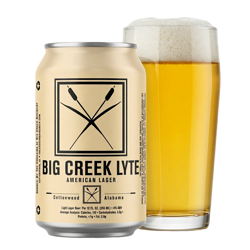 Big Creek Lyte American Lager can and pour