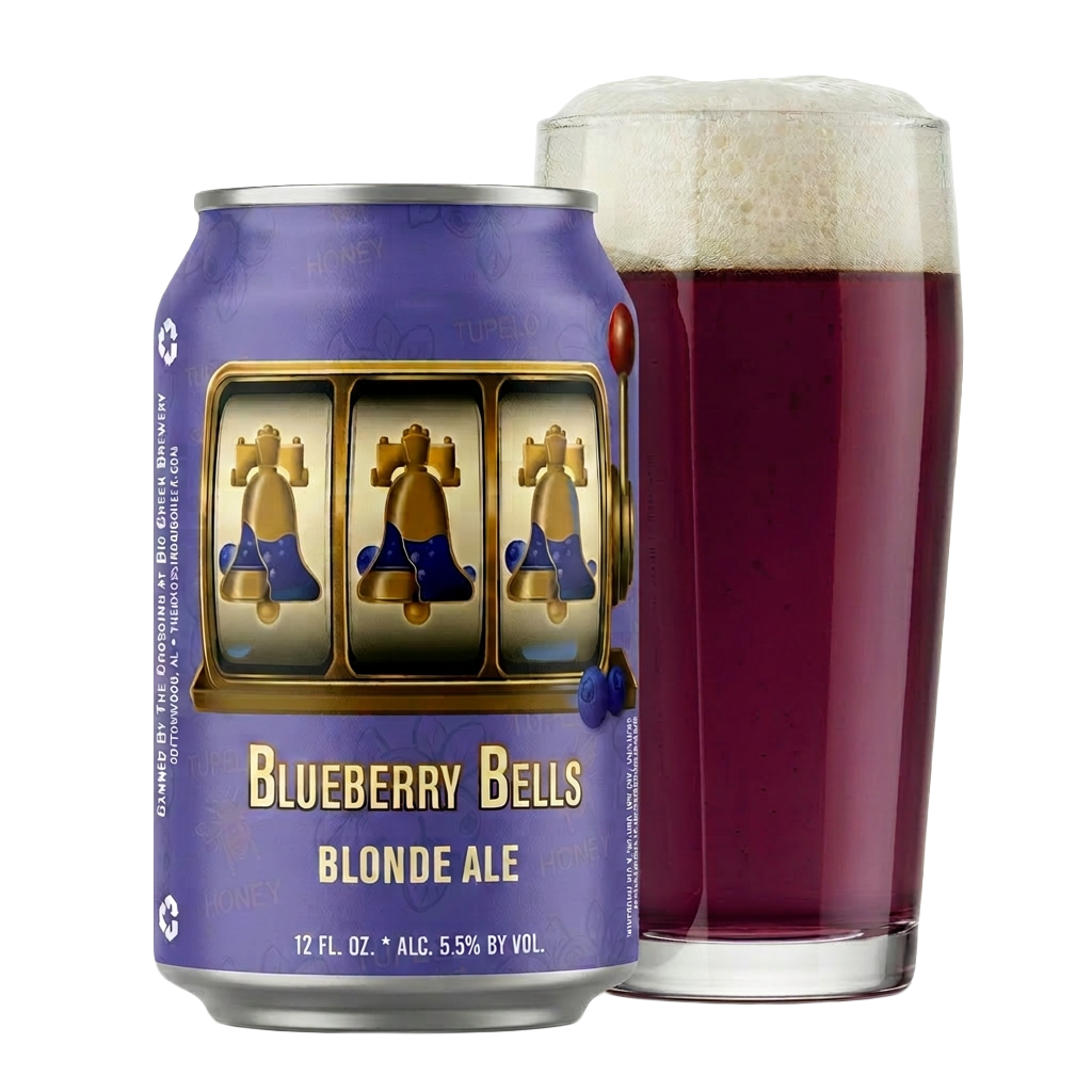 Blueberry Bells Blonde Ale can and pour
